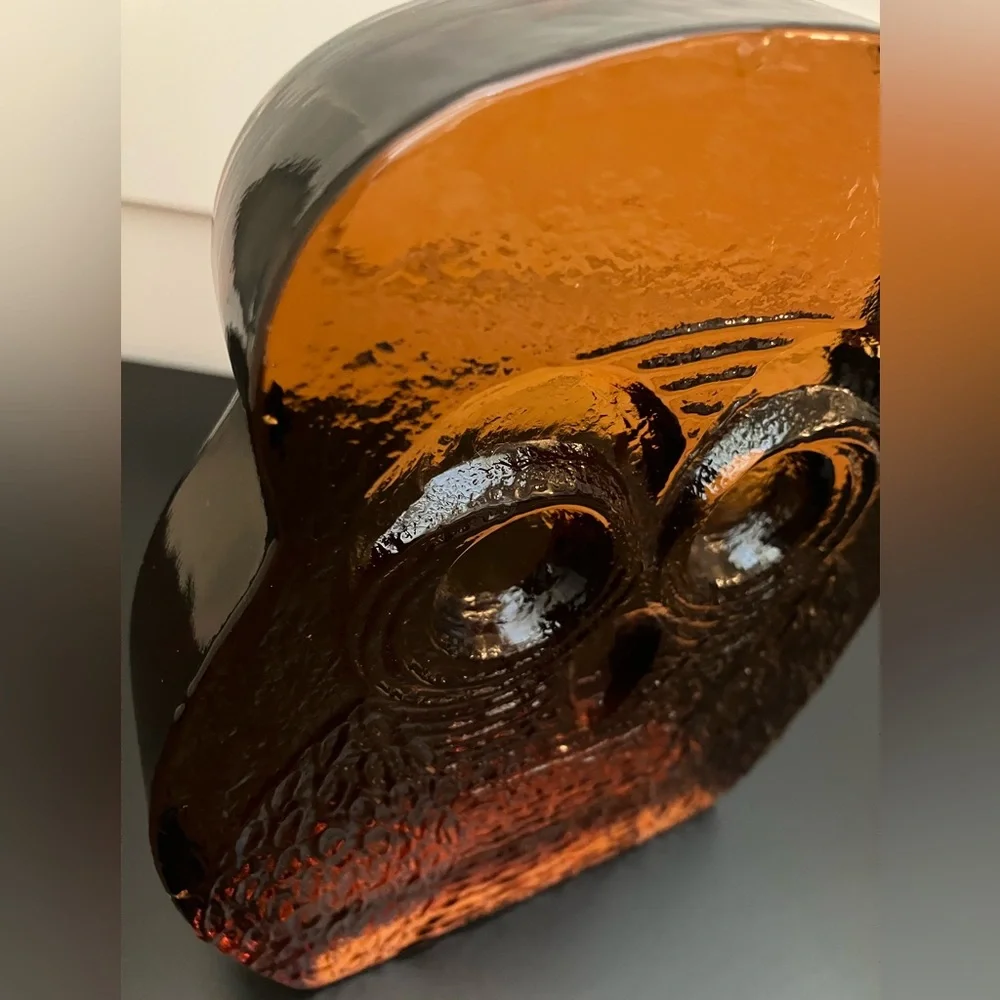 Vintage Mid-Century Blenko Amber Art Glass Owl Pattern - Picture 4 of 8